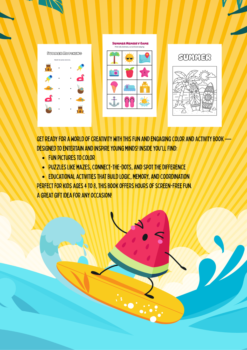 Creative Summer activity and coloring Book
